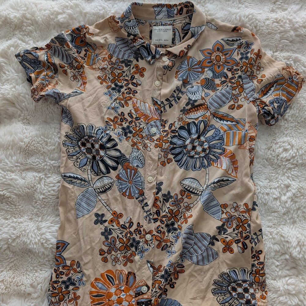 Denim & Flower Ricky Singh Floral Button-Up Shirt Boys 13/14 (CM164) – 100% Visc